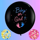 2pcs 36" Gender Reveal Confetti Balloons Black Boy Or Girl Balloon Come With Blue Pink Confetti For Baby Gender Reveal Party