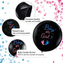 2pcs 36" Gender Reveal Confetti Balloons Black Boy Or Girl Balloon Come With Blue Pink Confetti For Baby Gender Reveal Party