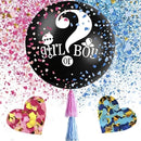 2pcs Baby Gender Reveal Balloon Black Giant Balloons With Pink And Blue Heart Shape Confetti For Boy Or Girl 36in Big Black Balloons