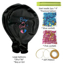 2pcs 36" Gender Reveal Confetti Balloons Black Boy Or Girl Balloon Come With Blue Pink Confetti For Baby Gender Reveal Party