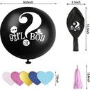 2pcs Baby Gender Reveal Balloon Black Giant Balloons With Pink And Blue Heart Shape Confetti For Boy Or Girl 36in Big Black Balloons