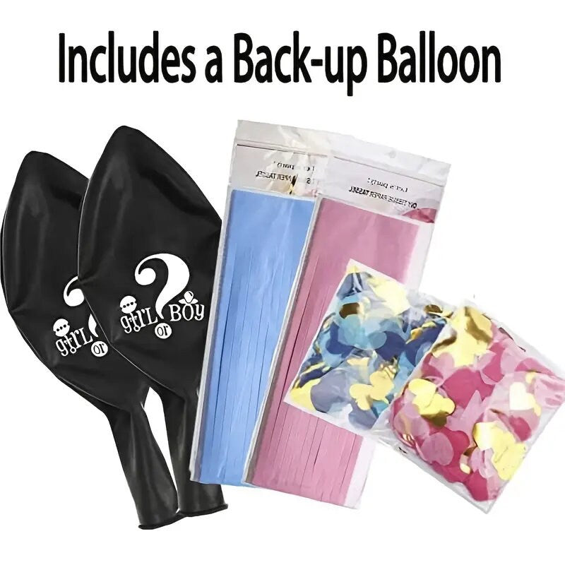 2pcs Baby Gender Reveal Balloon Black Giant Balloons With Pink And Blue Heart Shape Confetti For Boy Or Girl 36in Big Black Balloons