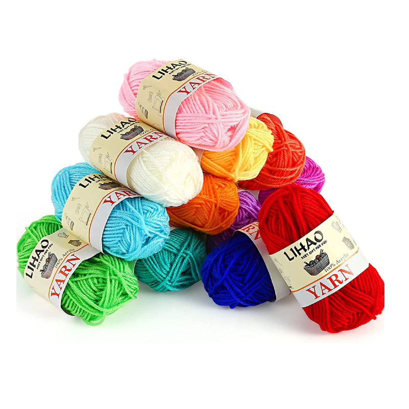 TYH Supplies 20 Skeins Yarn Assorted Colors 100% Acrylic for Crochet & Knitting
