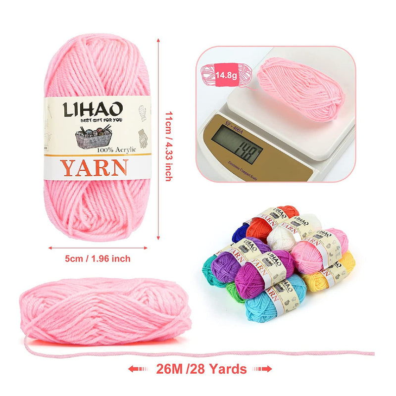 Yinsun 12 Balls Of Acrylic Yarn Mini Craft Yarn | Crochet Bulk Yarn For Beginners Knitting Crochet For Adults (12 x 15g)