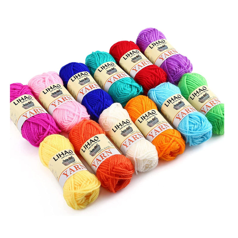 Yinsun 12 Balls Of Acrylic Yarn Mini Craft Yarn | Crochet Bulk Yarn For  Beginners Knitting Crochet For Adults (12 x 15g)