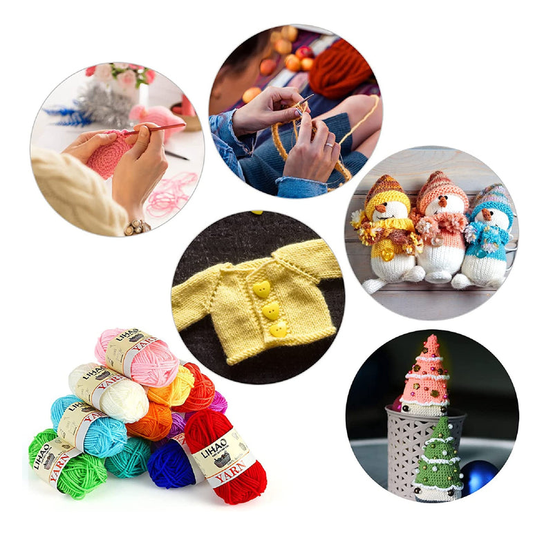 Yinsun 12 Balls Of Acrylic Yarn Mini Craft Yarn | Crochet Bulk Yarn For Beginners Knitting Crochet For Adults (12 x 15g)