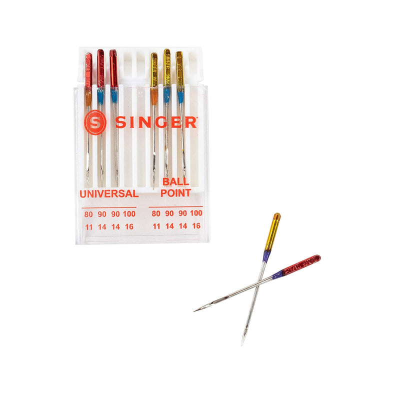 SINGER 04800 Universal Regular Point and Ball Point Sewing Machine Needle | Various Sizes, 8 Units