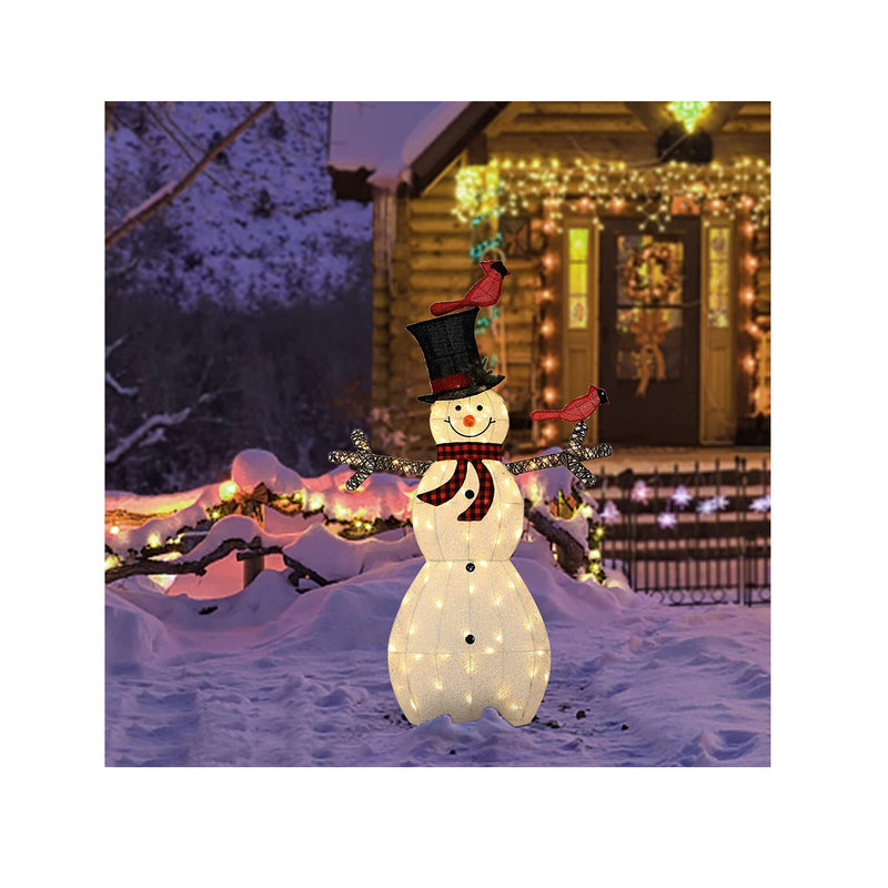 Hykolity 5FT Outdoor Lighted Snowman | Christmas Snowman Yard Decoration with 80 Warm White