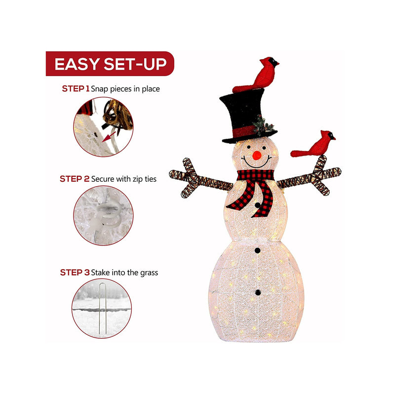 Hykolity 5FT Outdoor Lighted Snowman | Christmas Snowman Yard Decoration with 80 Warm White