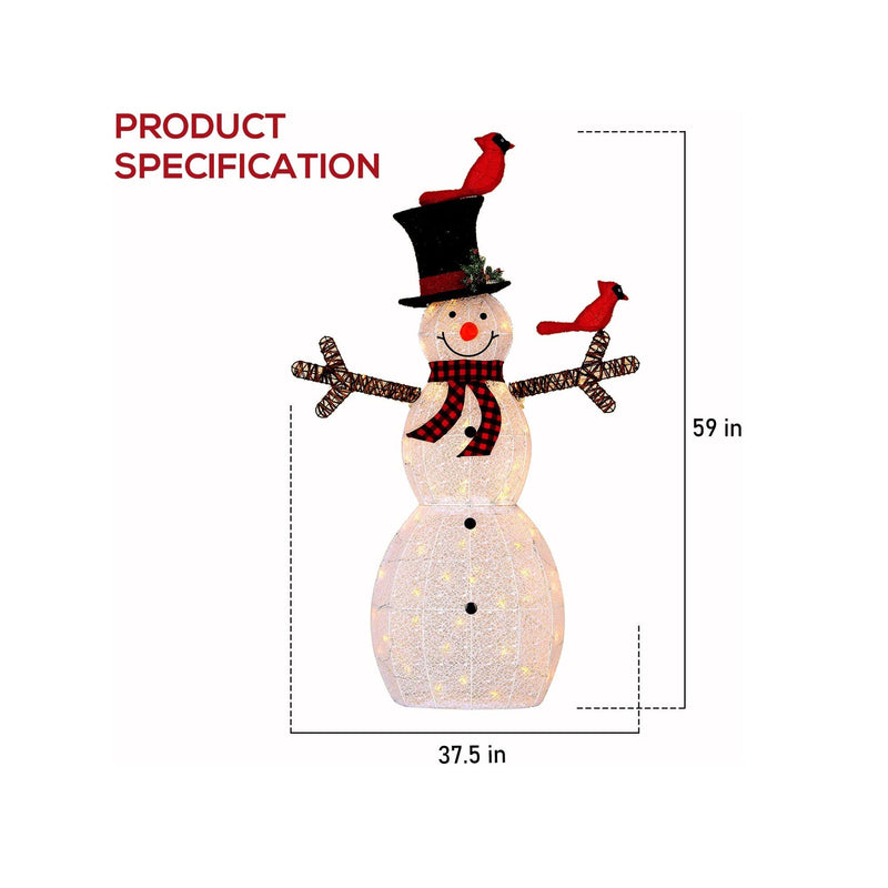 Hykolity 5FT Outdoor Lighted Snowman | Christmas Snowman Yard Decoration with 80 Warm White