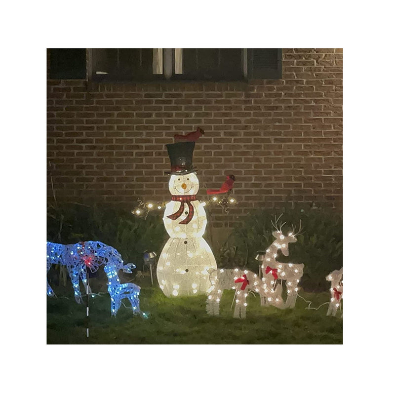 Hykolity 5FT Outdoor Lighted Snowman | Christmas Snowman Yard Decoration with 80 Warm White