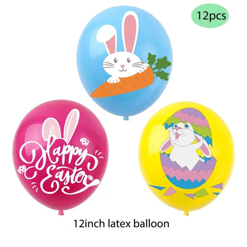 12pcs | Easter Bunny Egg Happy Easter Balloon Easter Decoration Decor Ornament | Easter Basket Stuffers