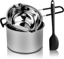 2 Pack Double Boiler Pot Set Stainless Steel Melting Pot with Silicone Spatula for Soap, Wax, Candle Making | 600ml