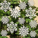 36pcs Christmas White Snowflake Ornaments Plastic Glitter Snow Flakes Ornaments for Winter Christmas Tree Decorations Size Varies Craft