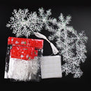 BTNOW 63 Pieces 4 Sizes White Christmas Snowflake Decorations Snowflake Ornaments Garland, 8 Meters White Strings and 60 Pieces Round Double