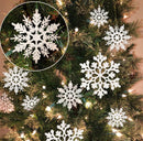 36pcs Christmas White Snowflake Ornaments Plastic Glitter Snow Flakes Ornaments for Winter Christmas Tree Decorations Size Varies Craft