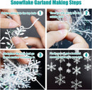 BTNOW 63 Pieces 4 Sizes White Christmas Snowflake Decorations Snowflake Ornaments Garland, 8 Meters White Strings and 60 Pieces Round Double