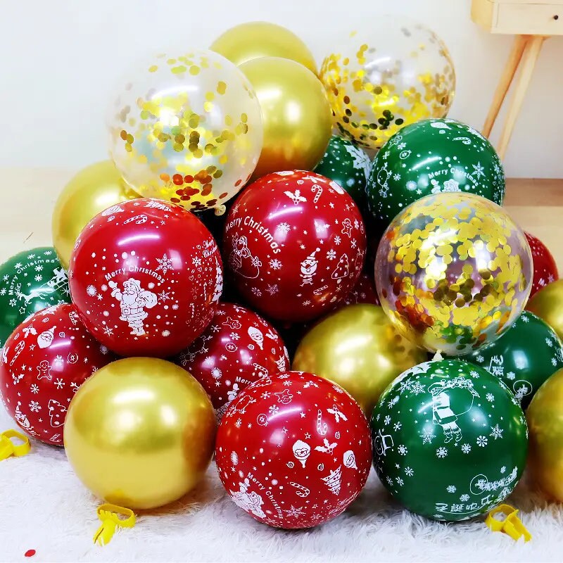 15pcs 12 Inch Christmas Theme Latex Balloon Set