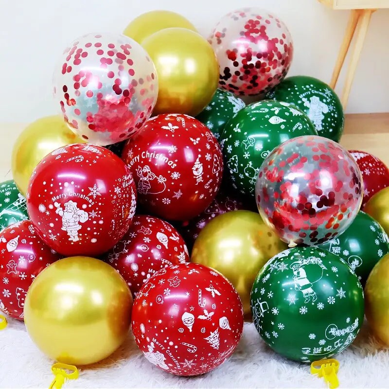 15pcs 12 Inch Christmas Theme Latex Balloon Set