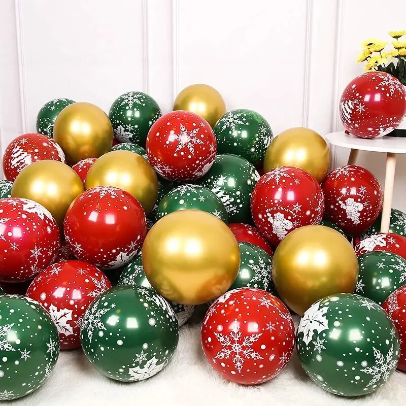 15pcs 12 Inch Christmas Theme Latex Balloon Set