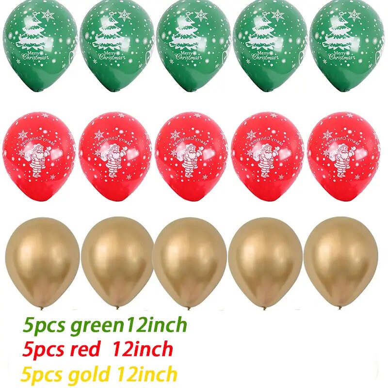 15pcs 12 Inch Christmas Theme Latex Balloon Set