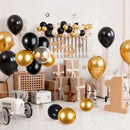 18pcs Metal Golden Black Latex Balloon Set | Holiday Party Decorations