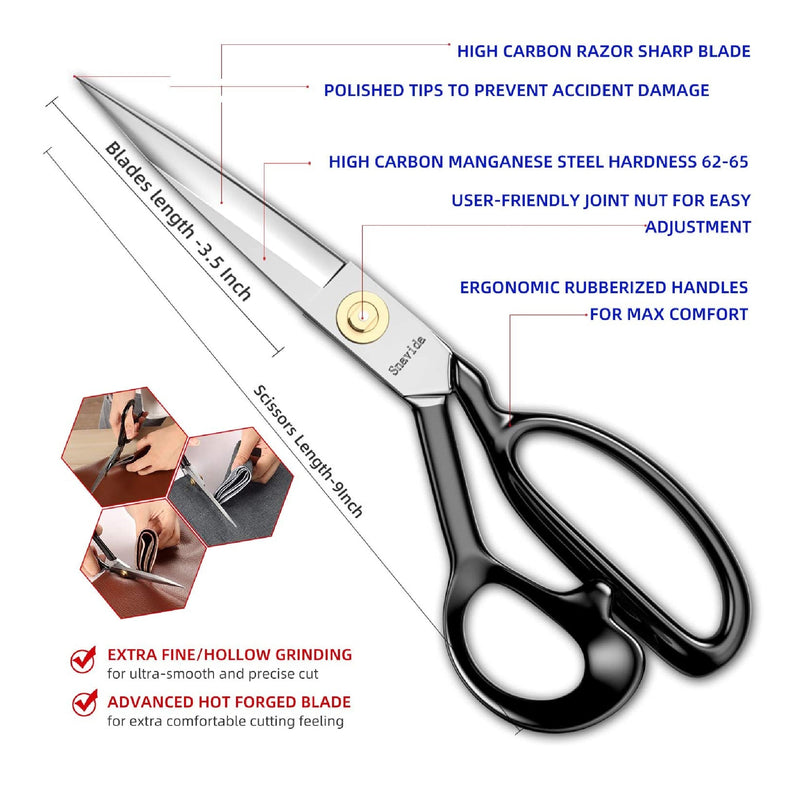 Tailor Sewing Fabric Scissors | Heavy Duty Scissors | Multipurpose Scissors For Leather Dressmaker | 9 Inch
