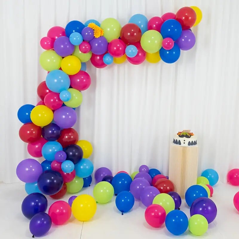 153pcs | Balloon Garland Arch Set Consists Of Rose Balloons | Sapphire Blue Balloons | Fruit Green Balloons And Yellow Latex Balloons