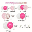 Set | Hot Pink And White Balloons Garland Arch Kit Rose Red And Light Pink Rose Gold Confetti Balloons For Barbie Princess Theme Baby Shower