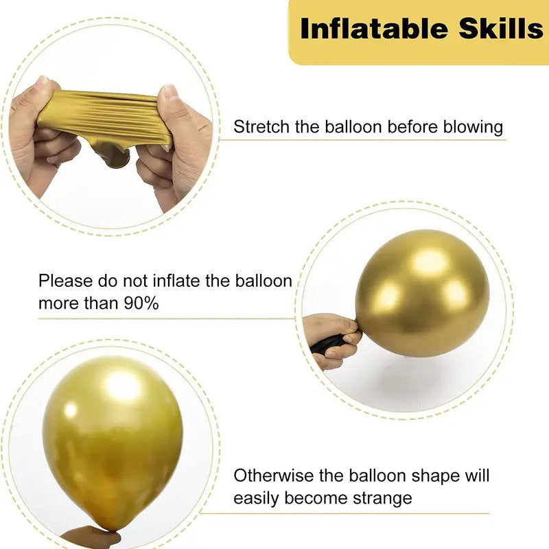 92pcs Metallic Golden Balloons Chrome Golden Balloon Different Sizes, Gold Latex Balloons For Birthday Parties Graduation Baby Showers