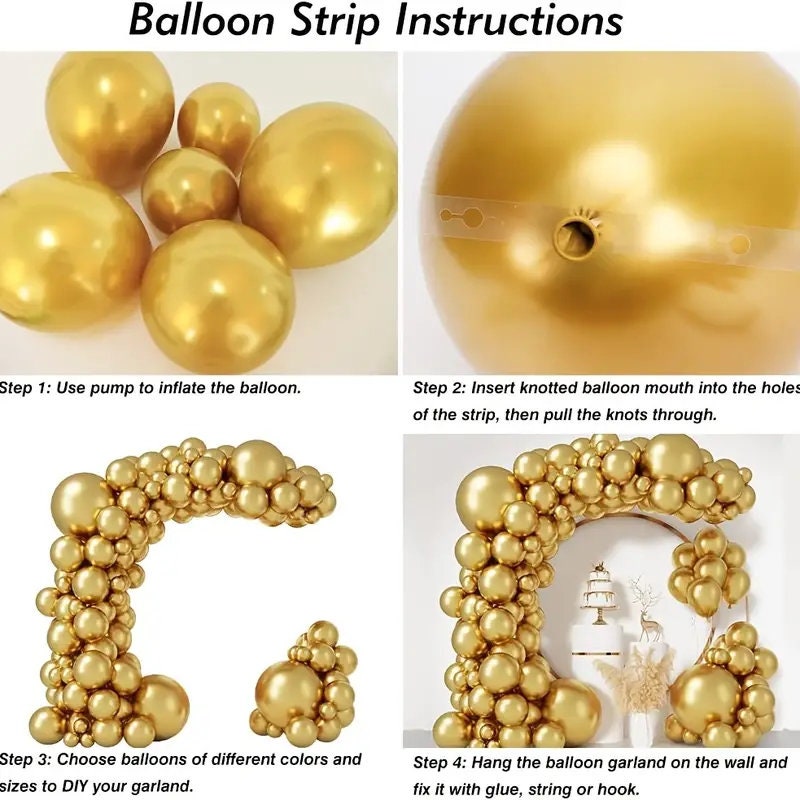 92pcs Metallic Golden Balloons Chrome Golden Balloon Different Sizes, Gold Latex Balloons For Birthday Parties Graduation Baby Showers