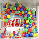 Carnival Circus Balloon Garland Arch Set | 129 Pcs Primary Color Balloon Arch Set With Red Blue Yellow Green Confetti Latex Balloon Set