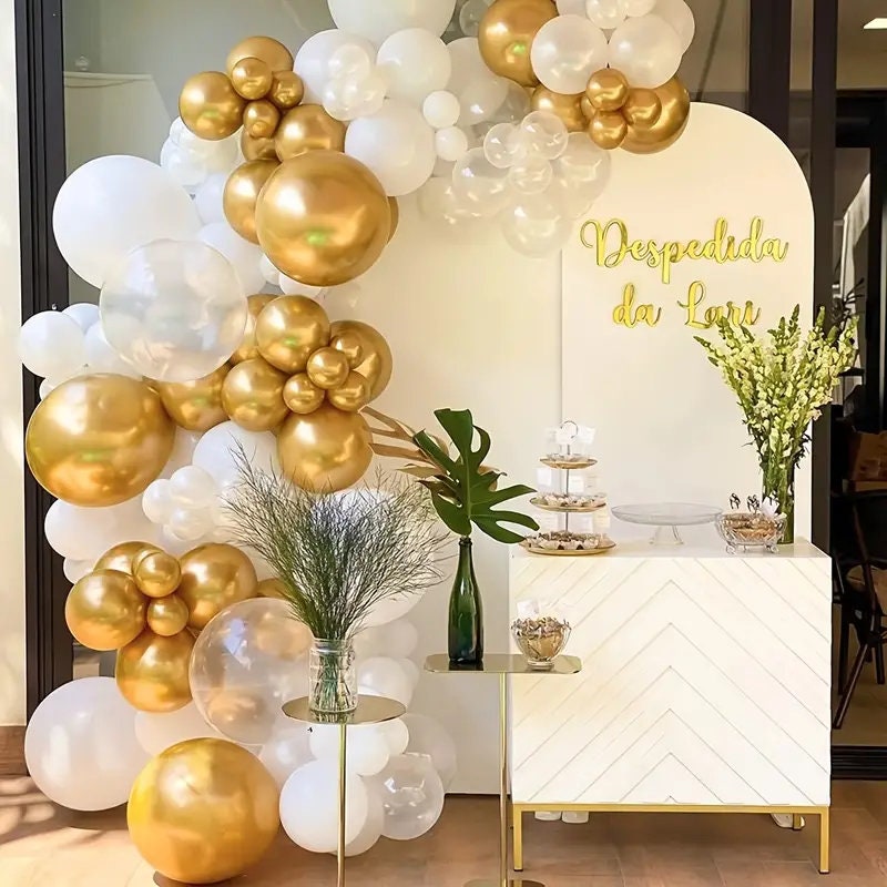 92pcs Metallic Golden Balloons Chrome Golden Balloon Different Sizes, Gold Latex Balloons For Birthday Parties Graduation Baby Showers