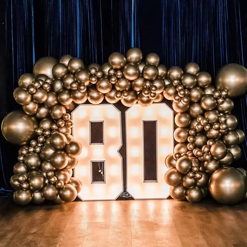 92pcs Metallic Golden Balloons Chrome Golden Balloon Different Sizes, Gold Latex Balloons For Birthday Parties Graduation Baby Showers