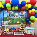 Carnival Circus Balloon Garland Arch Set | 129 Pcs Primary Color Balloon Arch Set With Red Blue Yellow Green Confetti Latex Balloon Set