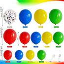 Carnival Circus Balloon Garland Arch Set | 129 Pcs Primary Color Balloon Arch Set With Red Blue Yellow Green Confetti Latex Balloon Set