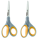 Westcott Soft Grip Titanium Scissors for Office and Home | Color Grey/Yellow | 8 Inch | 2 Pack