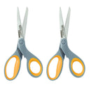 Westcott Soft Grip Titanium Scissors for Office and Home | Color Grey/Yellow | 8 Inch | 2 Pack