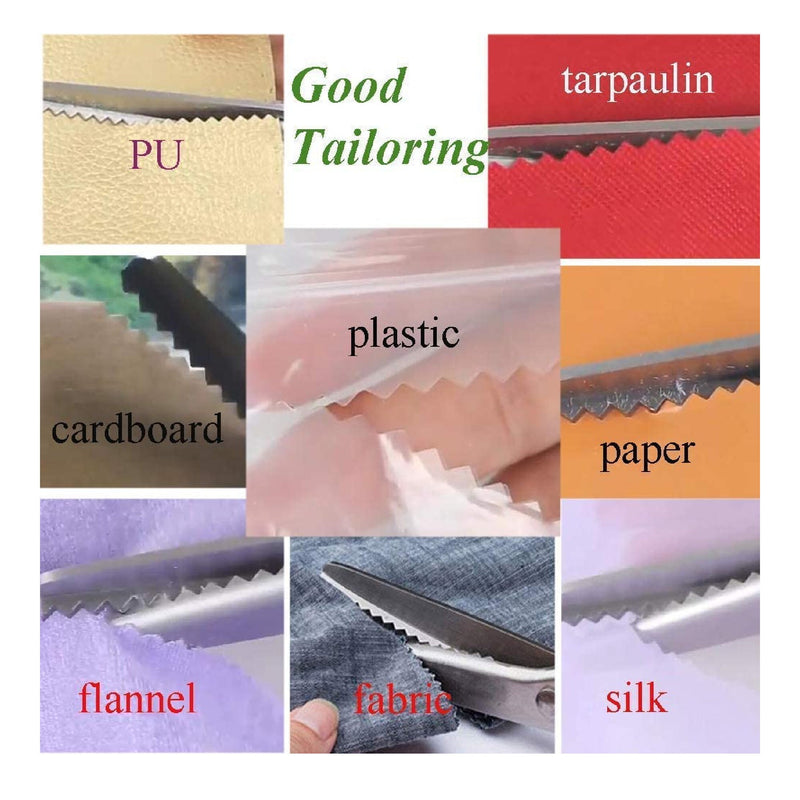 JISTL Green Pinking Shears Comfort Grips Professional Dressmaking Pinking Shears Crafts Zigzag Cut