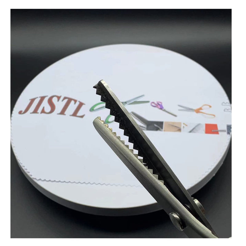 JISTL Green Pinking Shears Comfort Grips Professional Dressmaking Pinking Shears Crafts Zigzag Cut