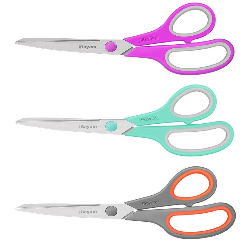 iBayam Ultra Sharp Bulk Multi-Purpose Scissors | Resistant | Office Comfort Grip | Sewing Fabric | 8 Inch