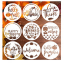Fall Stencils 12" Round Happy Thanksgiving Stencil for Painting on Wood Fall Pumpkin Stencils