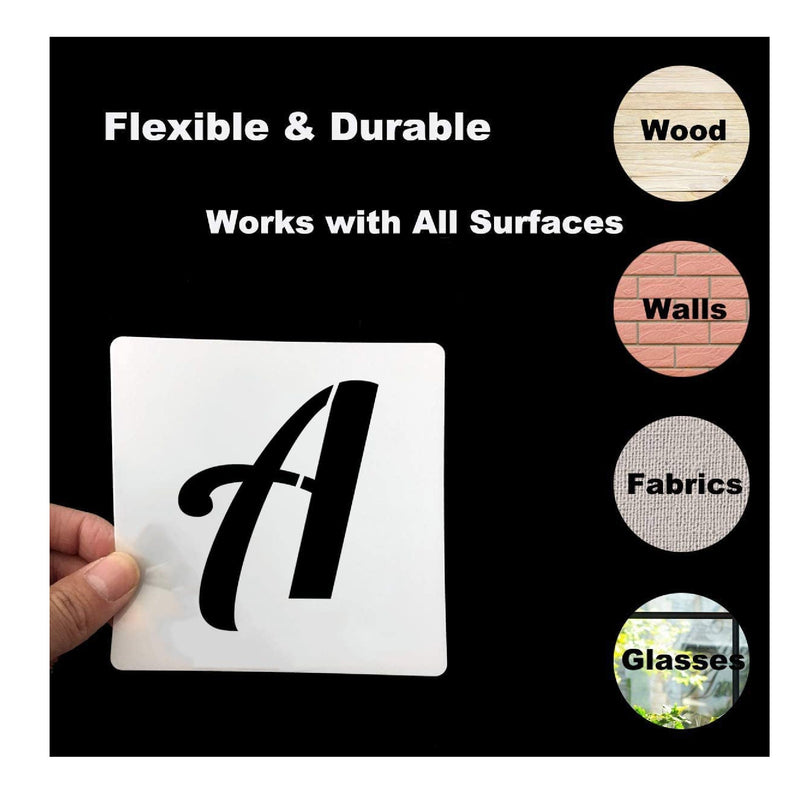 Inch Alphabet Letter Stencils To Paint | Pack Of 62 Letter And Number Stencils For Painting On Wood | Reusable Cursive Numbers