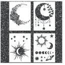 4 Flower Stencils For Painting On Wood | Reusable Moon Stencils For Painting On Canvas |From Home | A4 Size