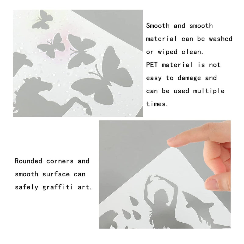 Fantasy Stencils For Painting On Wood | Reusable Dream Stencils | DIY Crafts | Scrapbooking | 16 Pcs | Silhouette Art Supplies