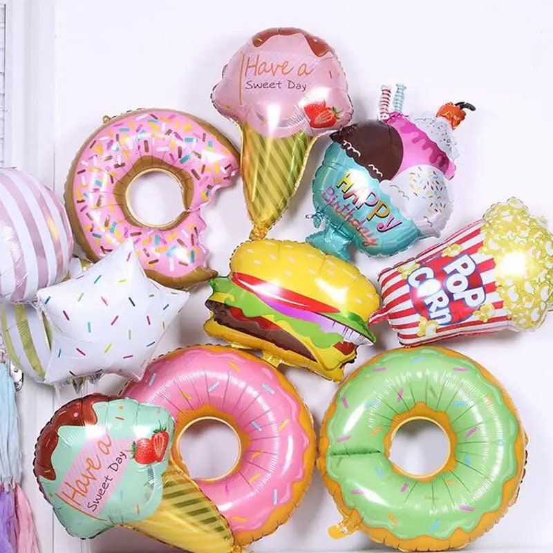 5pcs Food Balloon | Random Donuts Balloon Cake Balloon Aluminum Film Balloon 25in-30in Home Decor Birthday Party Arrangements
