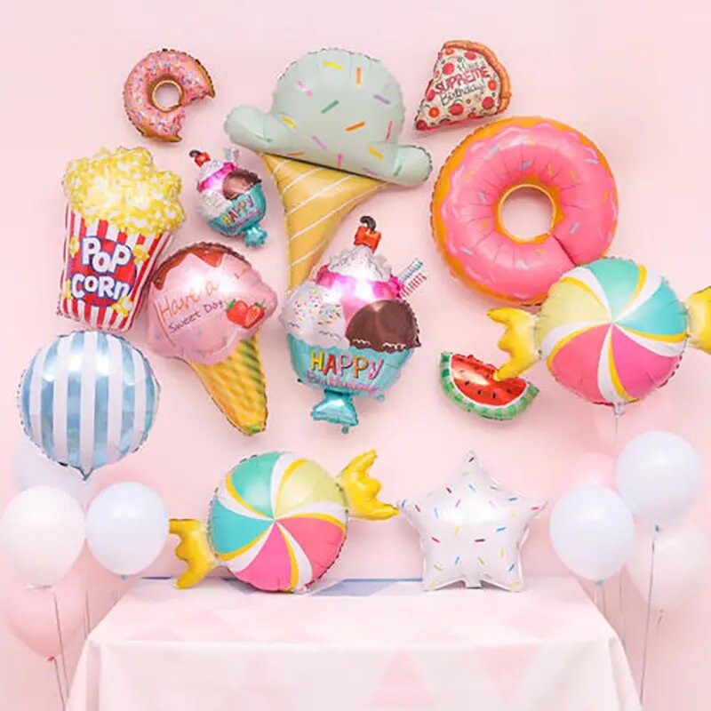 5pcs Food Balloon | Random Donuts Balloon Cake Balloon Aluminum Film Balloon 25in-30in Home Decor Birthday Party Arrangements