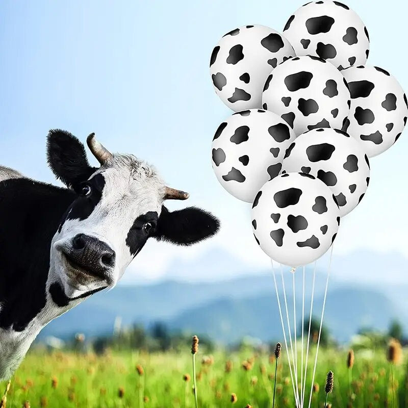 20pcs Cow Print Balloons | Cow Party Decoration Balloons | 12 Inches Farm Animal Latex Balloons For Cow Theme Birthday Party Supplies