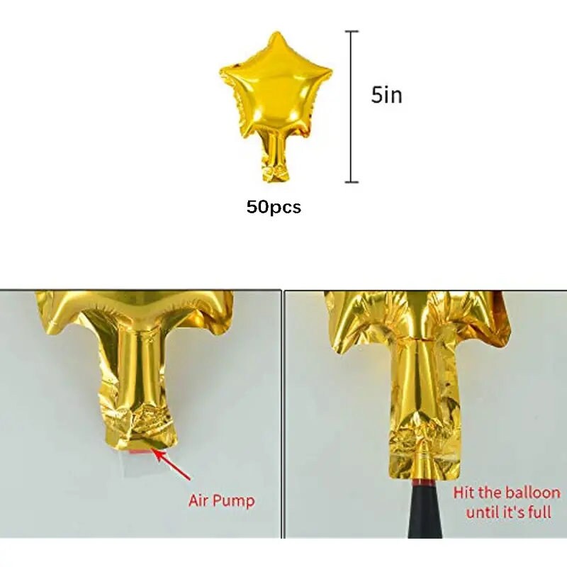 50 Pieces 5 Inch Gold Star Balloons Foil Balloons Polyester Film Balloons For Baby Christening, Gender Reveal | Wedding | Birthday