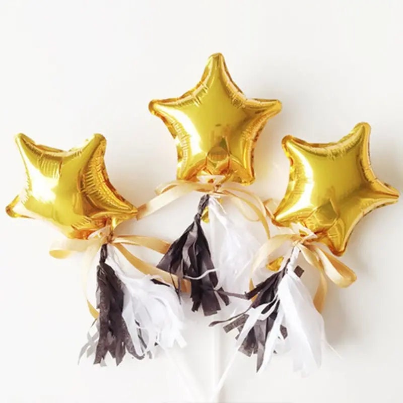 50 Pieces 5 Inch Gold Star Balloons Foil Balloons Polyester Film Balloons For Baby Christening, Gender Reveal | Wedding | Birthday